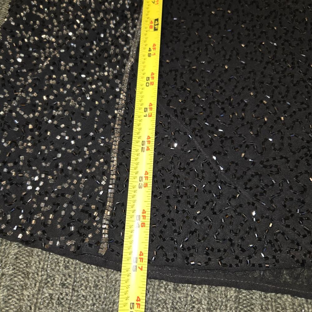 Chaudry Silk Beaded Formal Gown black Elegant Black TIe - Picture 13 of 16